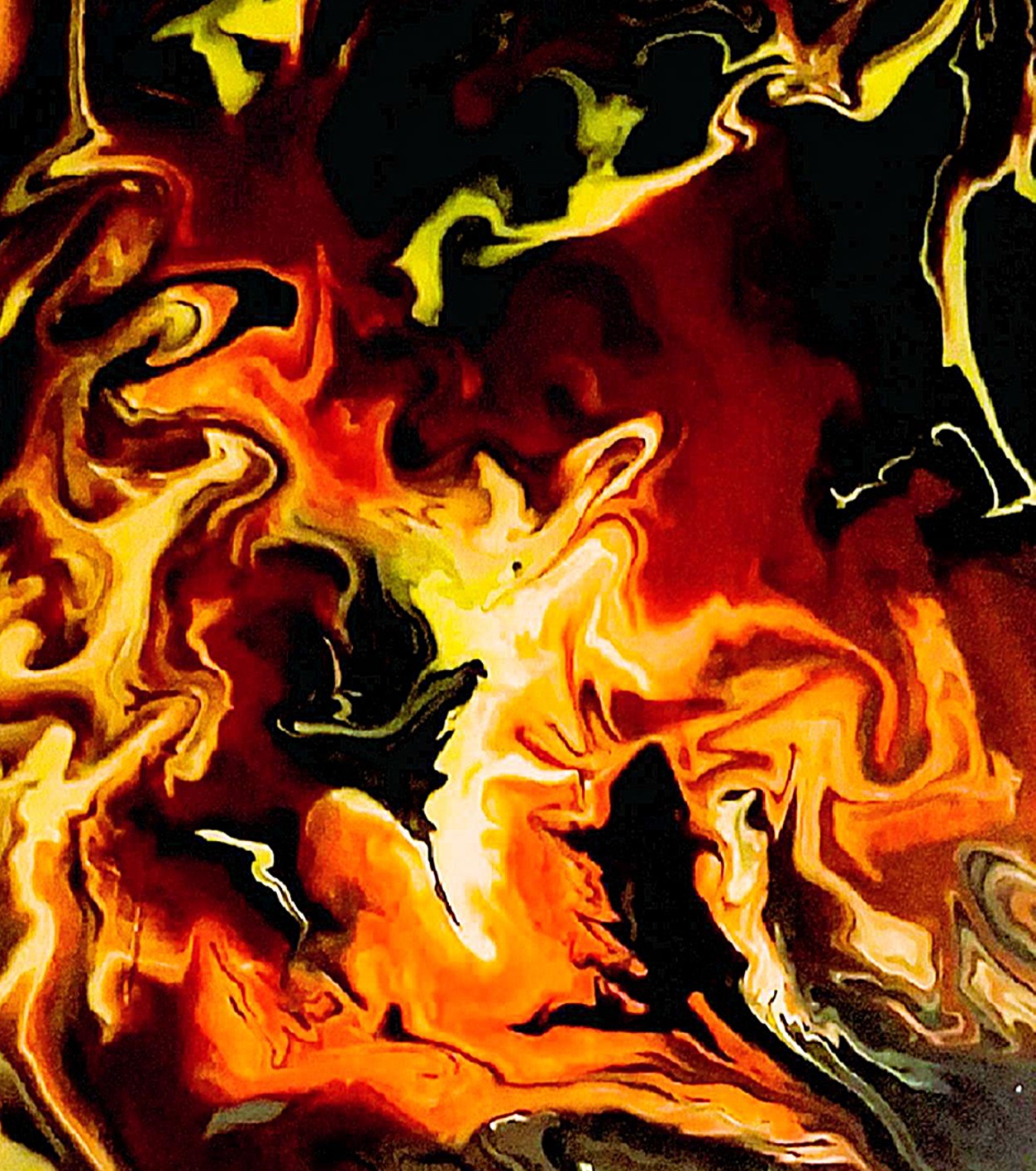 Ember Wraiths - pour painting by Chris Broussard